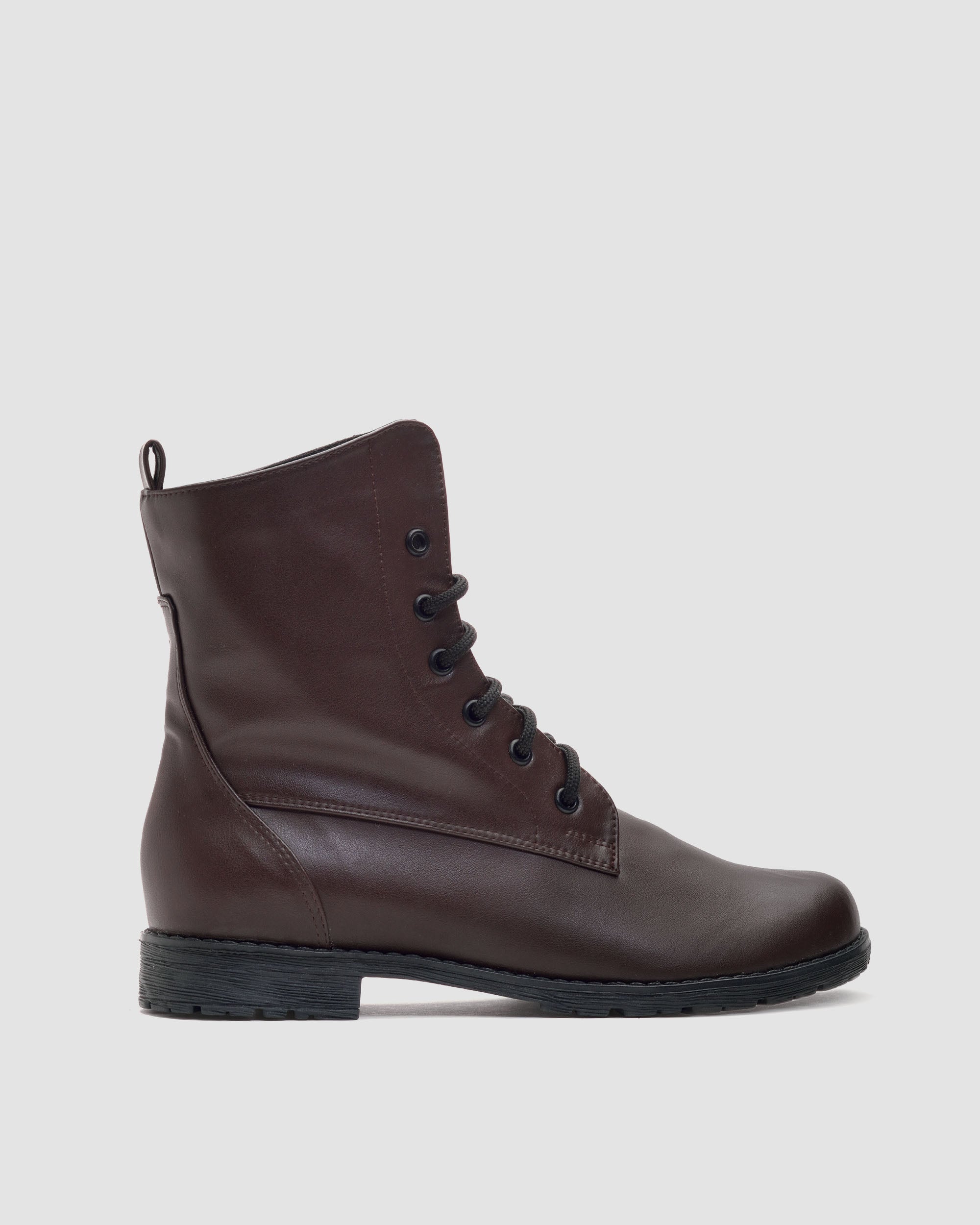 BOHEMA Workers No. 2 in chocolate brown - back view of women's lace-up boots