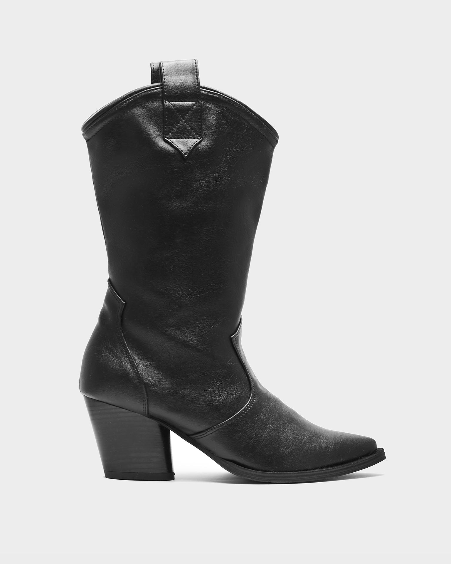 BOHEMA Sleeky Cowboy Boots in black - worn on foot of women's cowboy boots