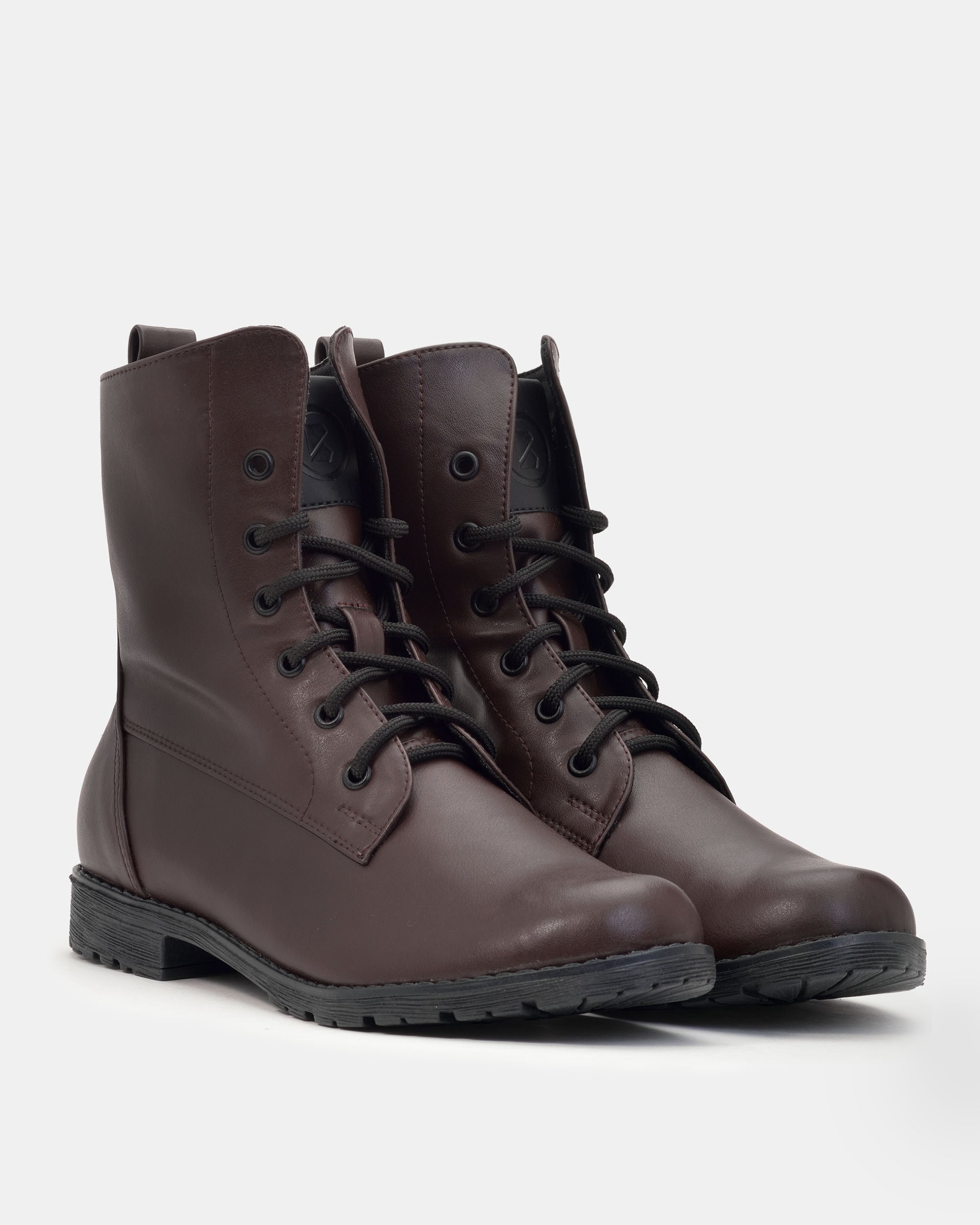 BOHEMA Workers No. 2 in chocolate brown - top view of women's lace-up boots