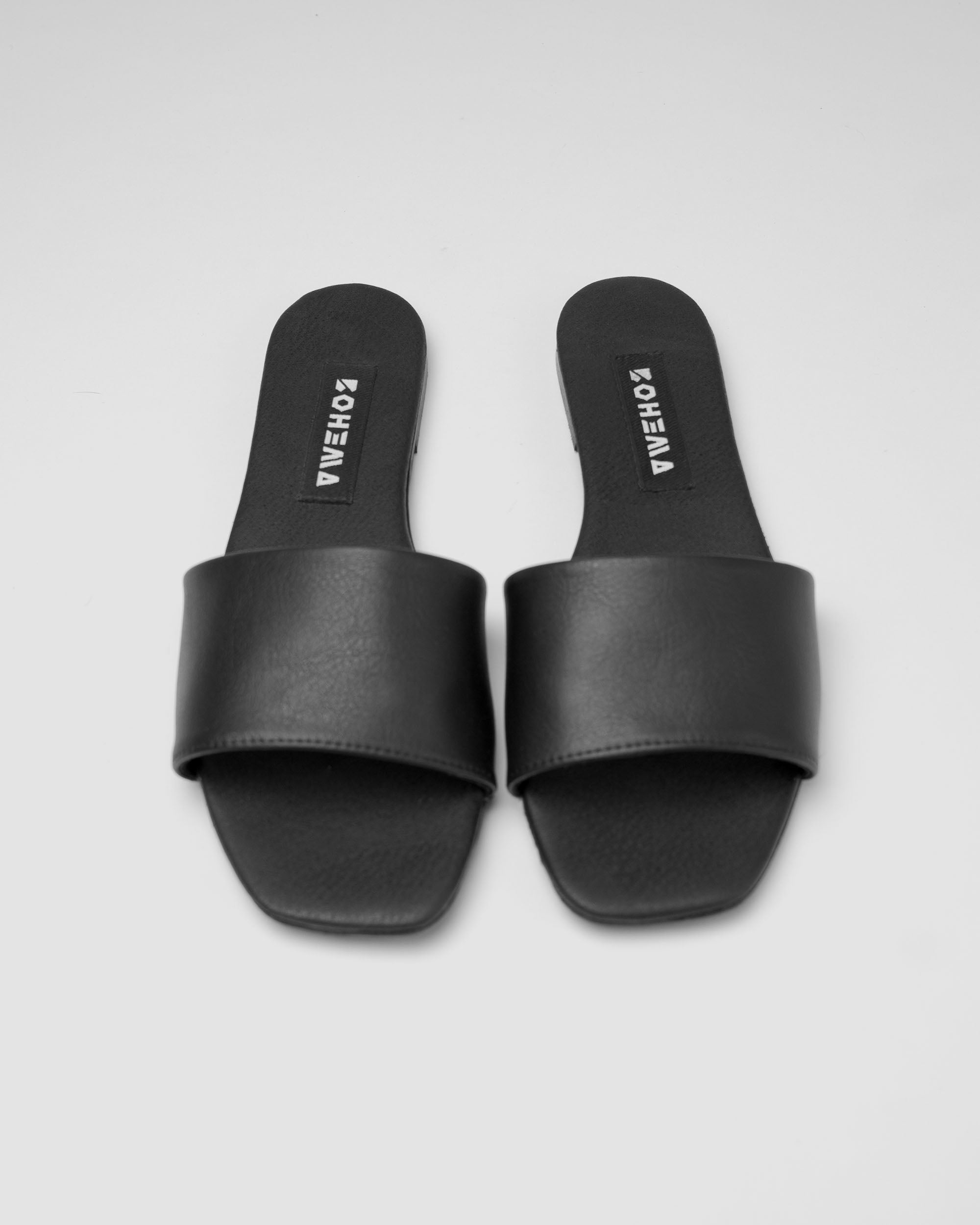 BOHEMA Mellow Slides - black women's slides made from corn plant leather
