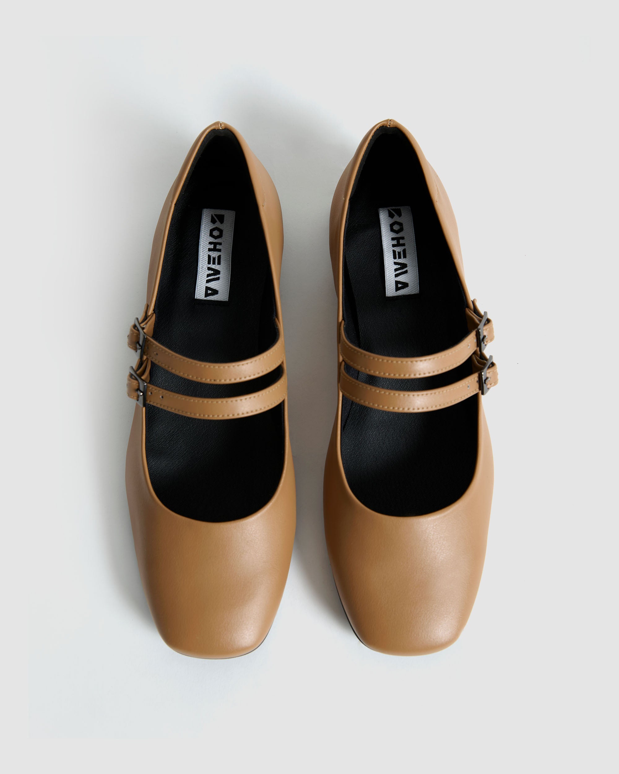 BOHEMA Carmel Mary Jane Pumps in caramel - sole detail of women's Mary Jane ballet flats