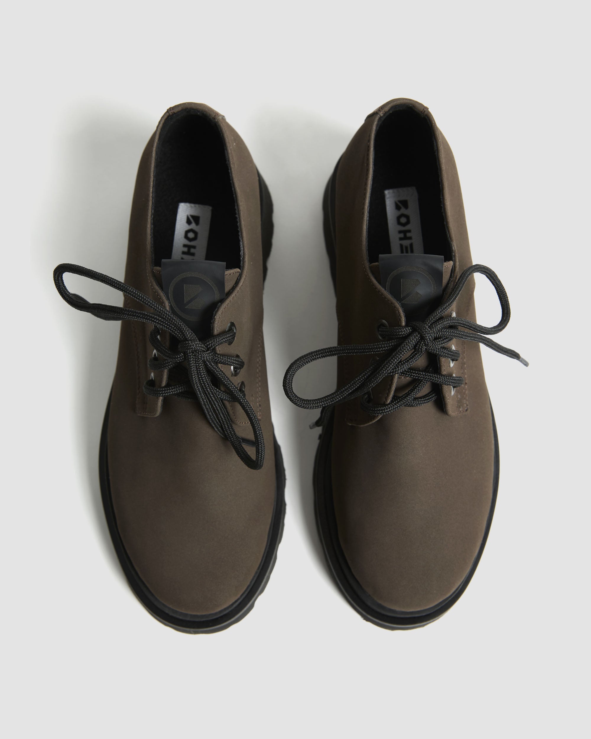 BOHEMA Chunky Derbs No. 2 in chocolate brown - worn on foot of women's derby shoes