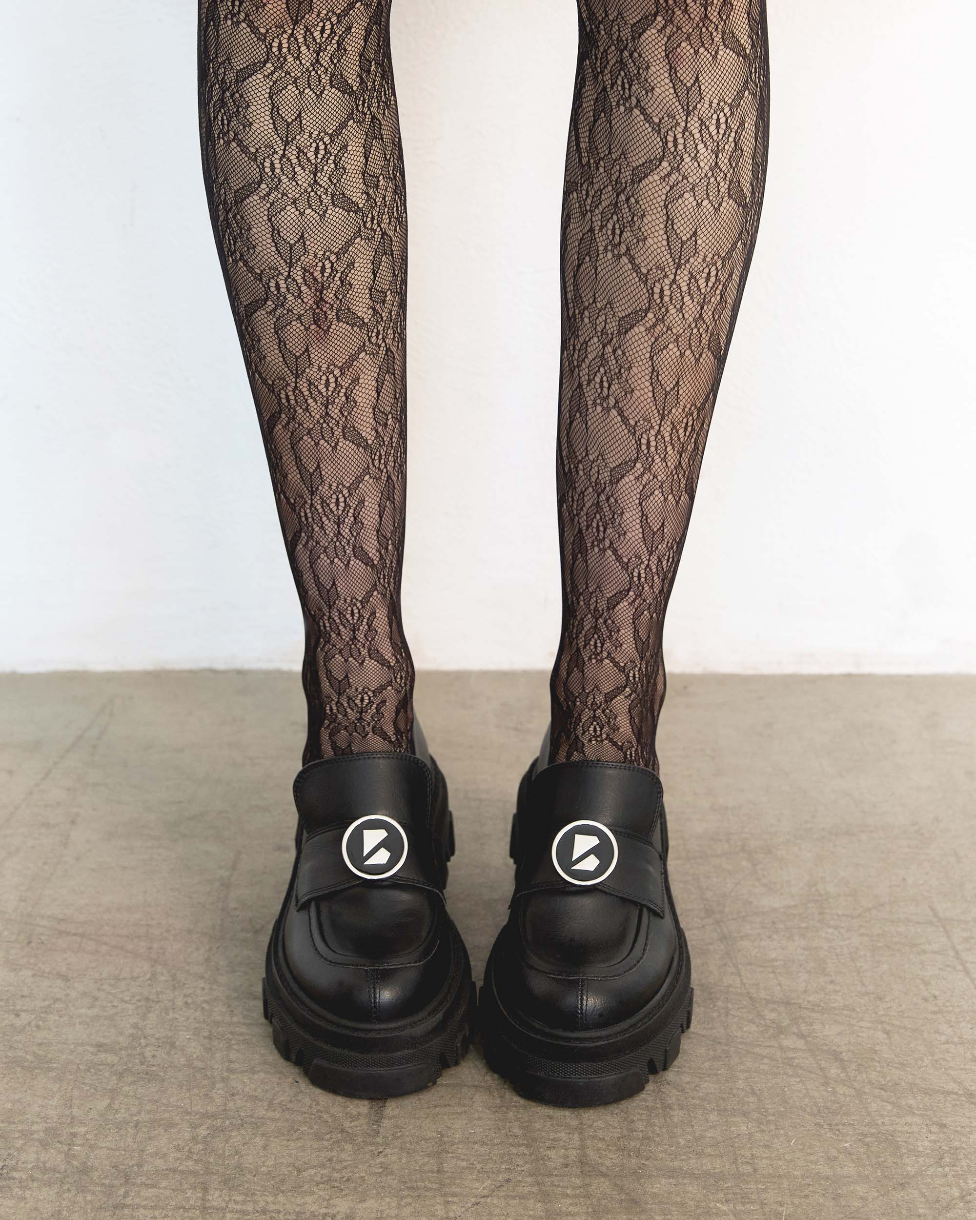 BOHEMA Blocky Loafers in black - side view of women's loafers