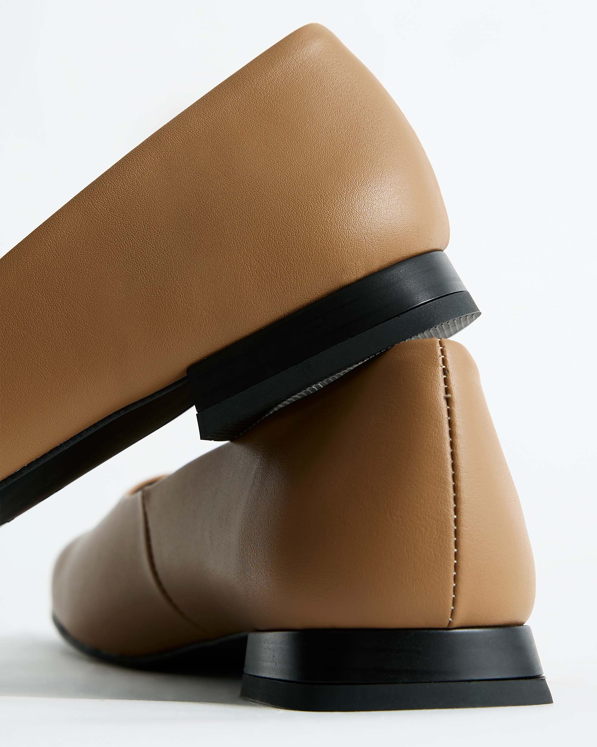 BOHEMA Carmel Diana Pumps in caramel - back view of women's square-toe ballet flats