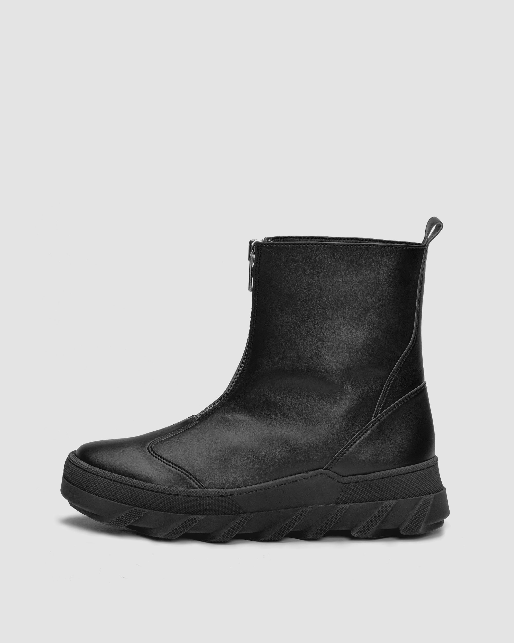 BOHEMA Tiger Boots in black - side view of women's ankle boots