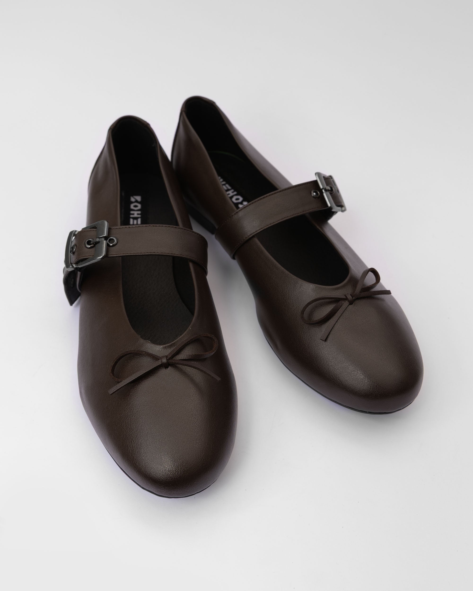 BOHEMA Mara Pumps in chocolate brown - sole detail of women's ballet flats with strap