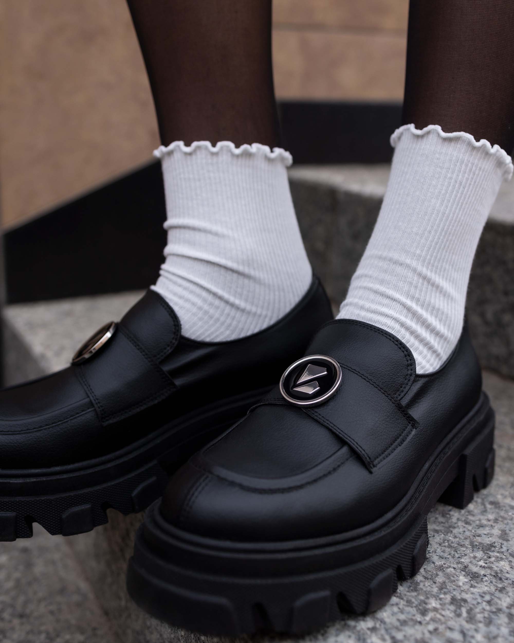 BOHEMA Blocky Loafers - black women's loafers made from grape plant leather