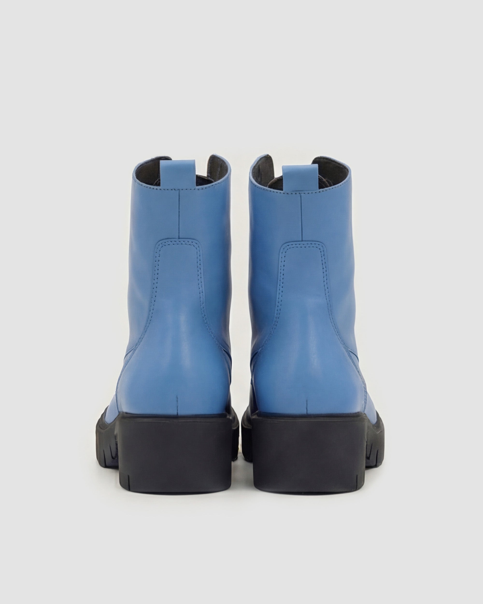 BOHEMA Workers No. 3 in baby blue - worn on foot of women's lace-up boots