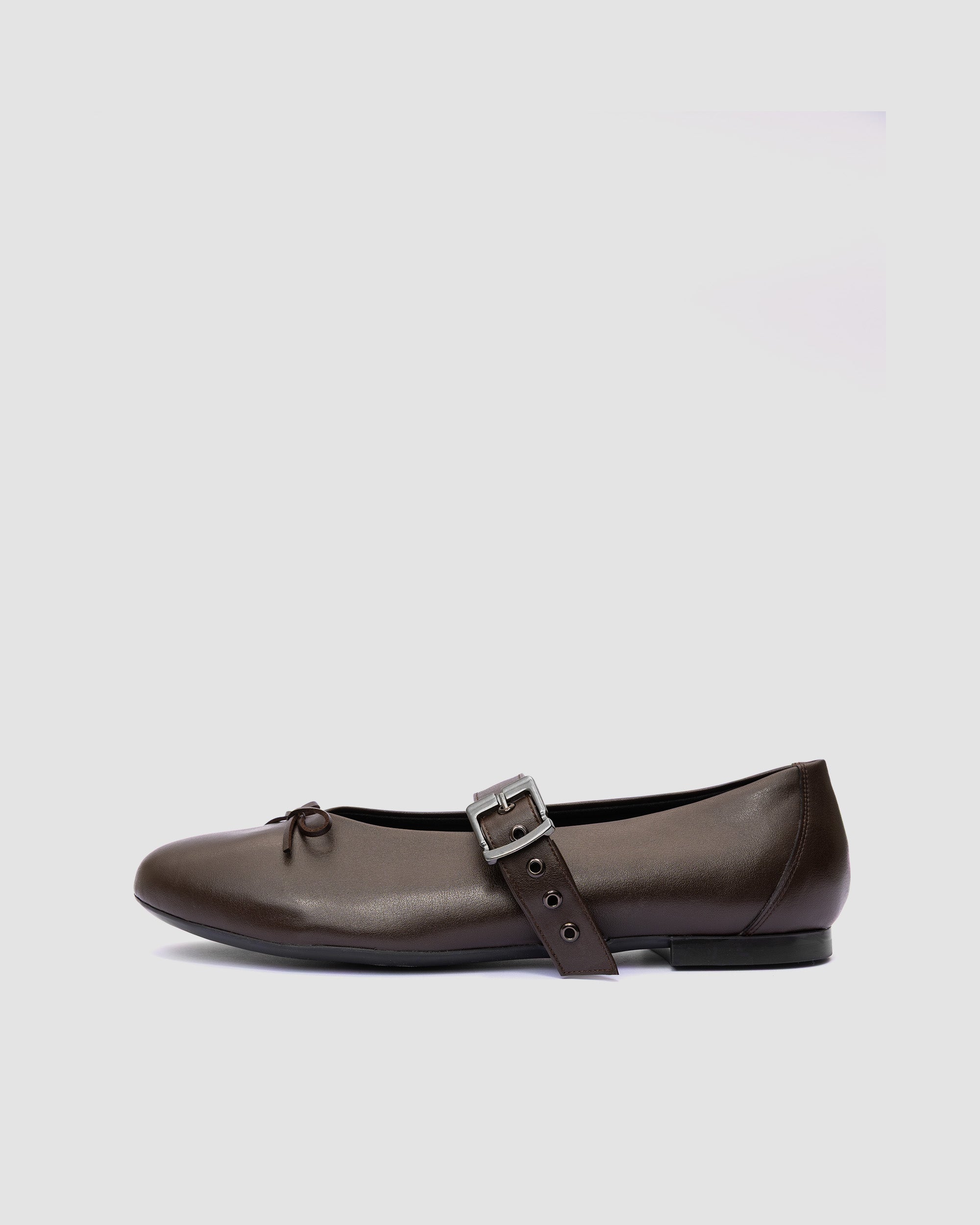 BOHEMA Mara Pumps - chocolate brown women's ballet flats with strap made from plant leather