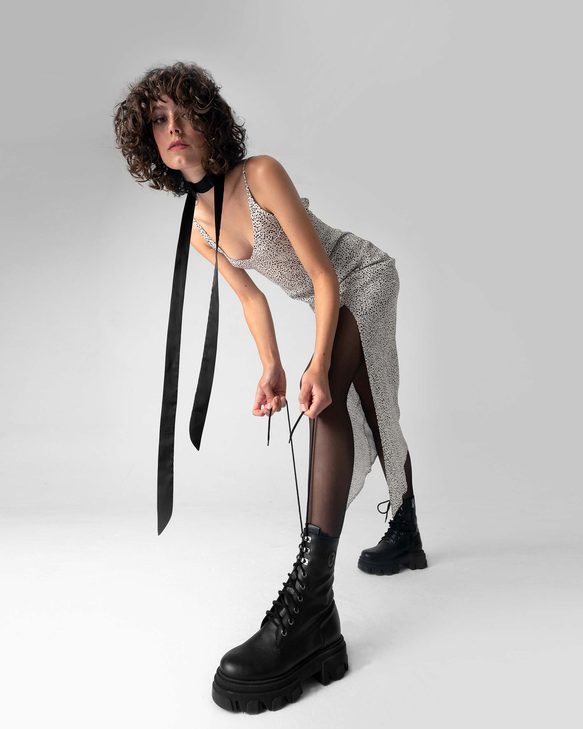 BOHEMA Combat Boots in black - detail view of women's combat boots