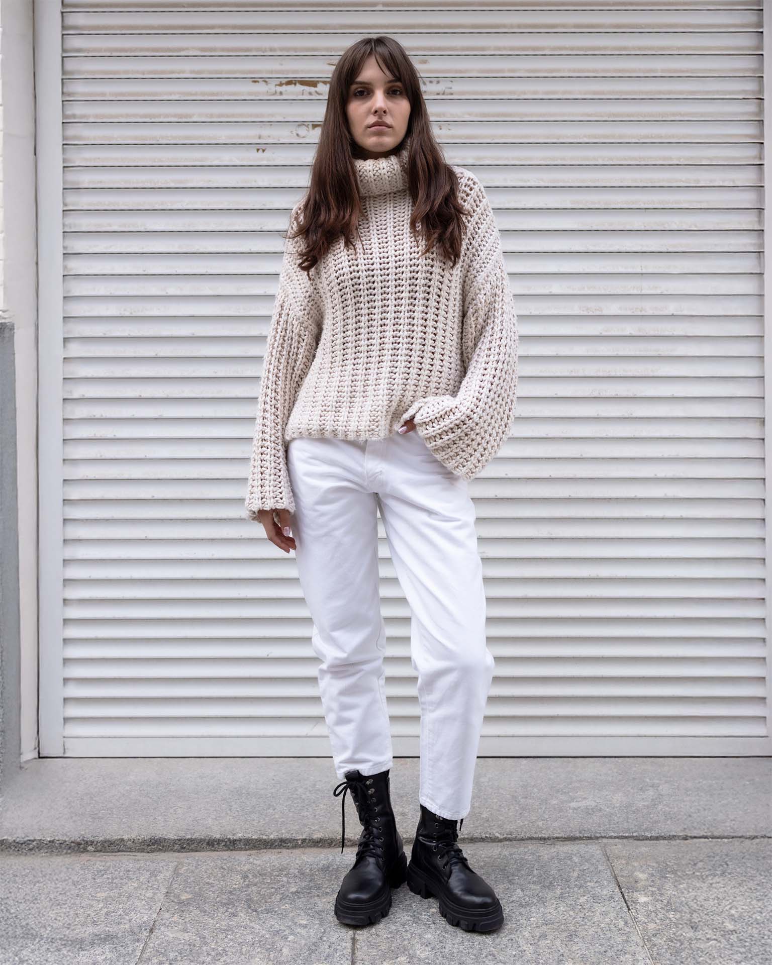 BOHEMA Combat Boots in black - texture close-up of women's combat boots