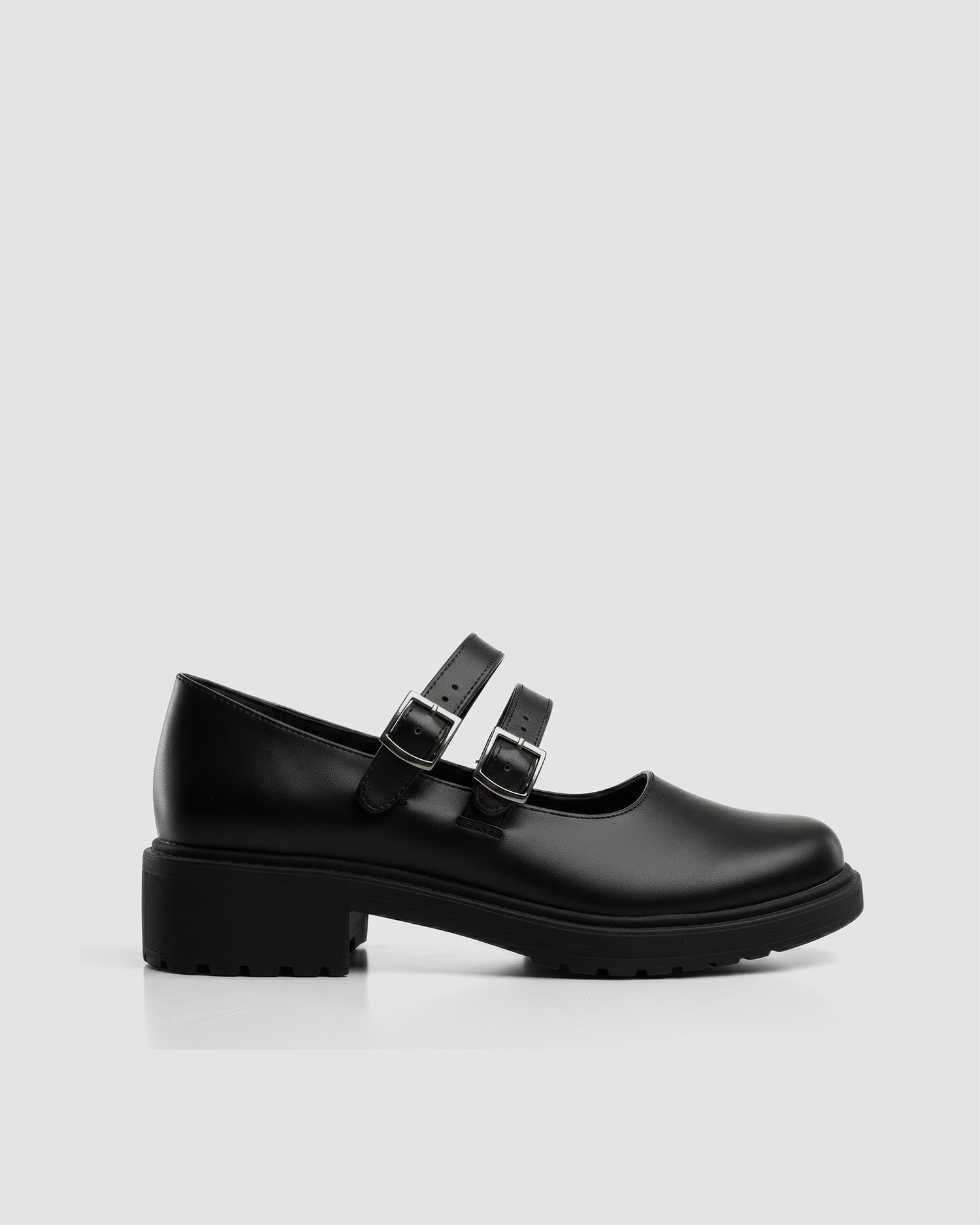 Twin Mary Jane Black ballerinas, side view material detail
