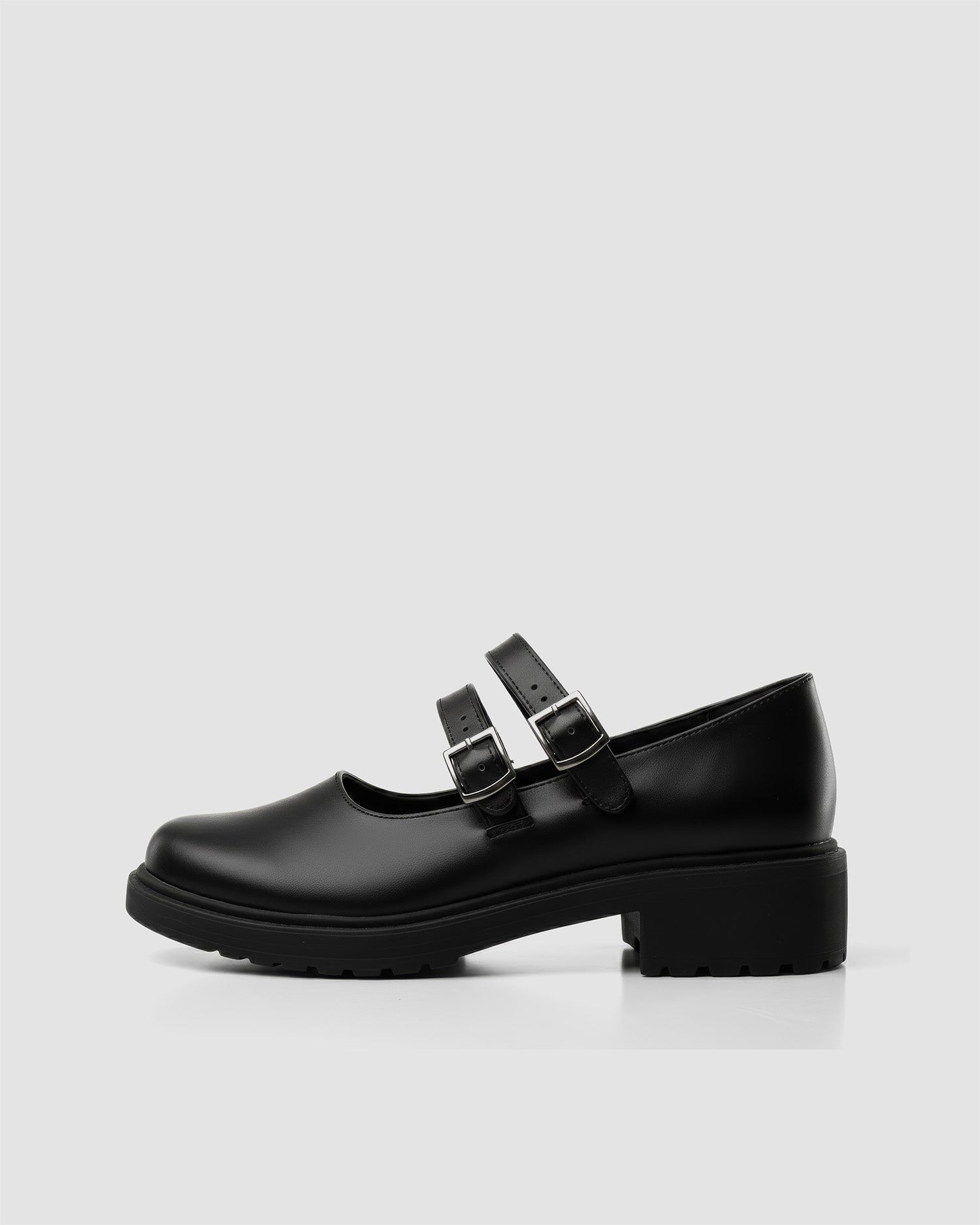 Twin Mary Jane Black vegan ballerinas, back view detail