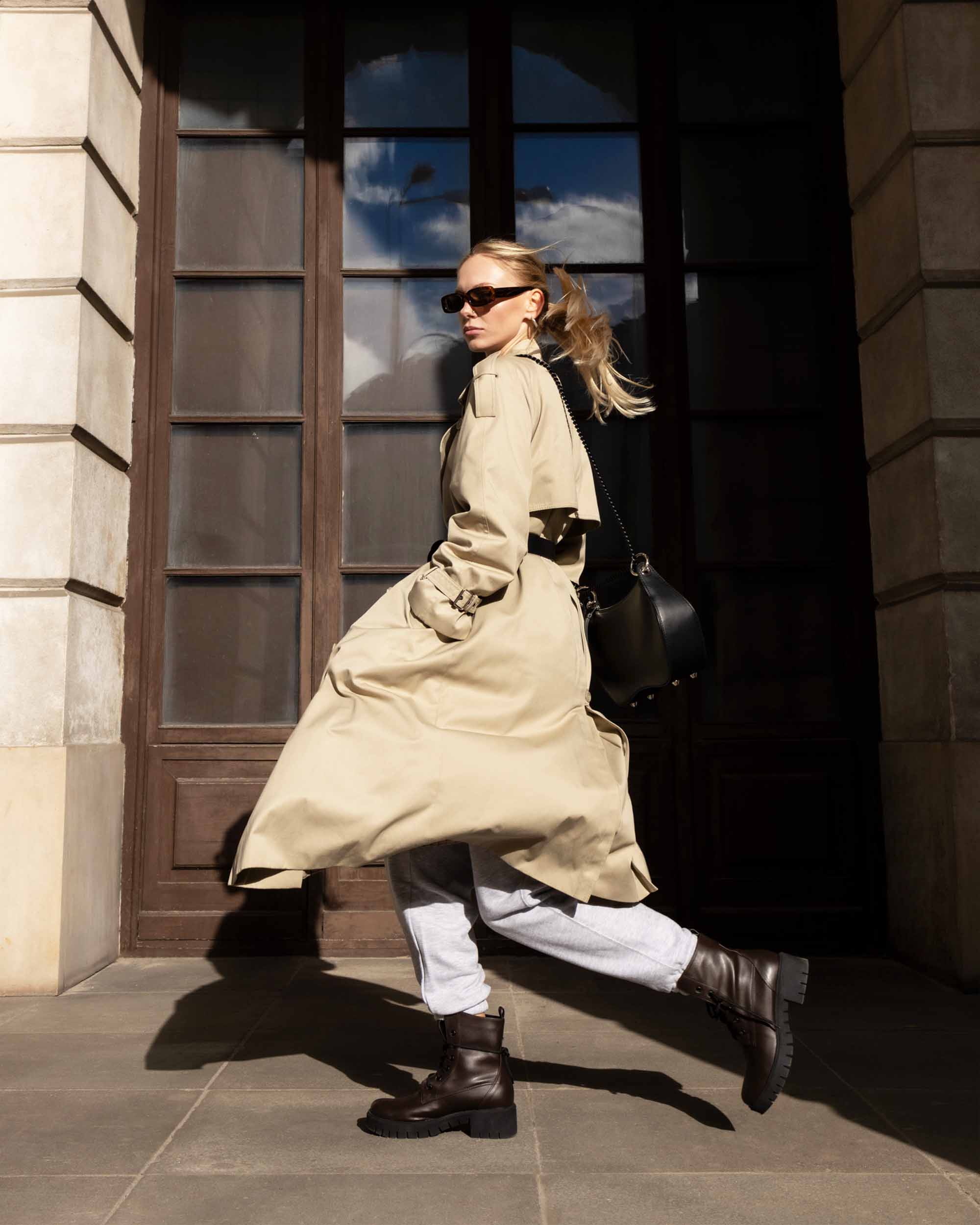 BOHEMA Workers No. 3 in chocolate brown - pair view of women's lace-up boots