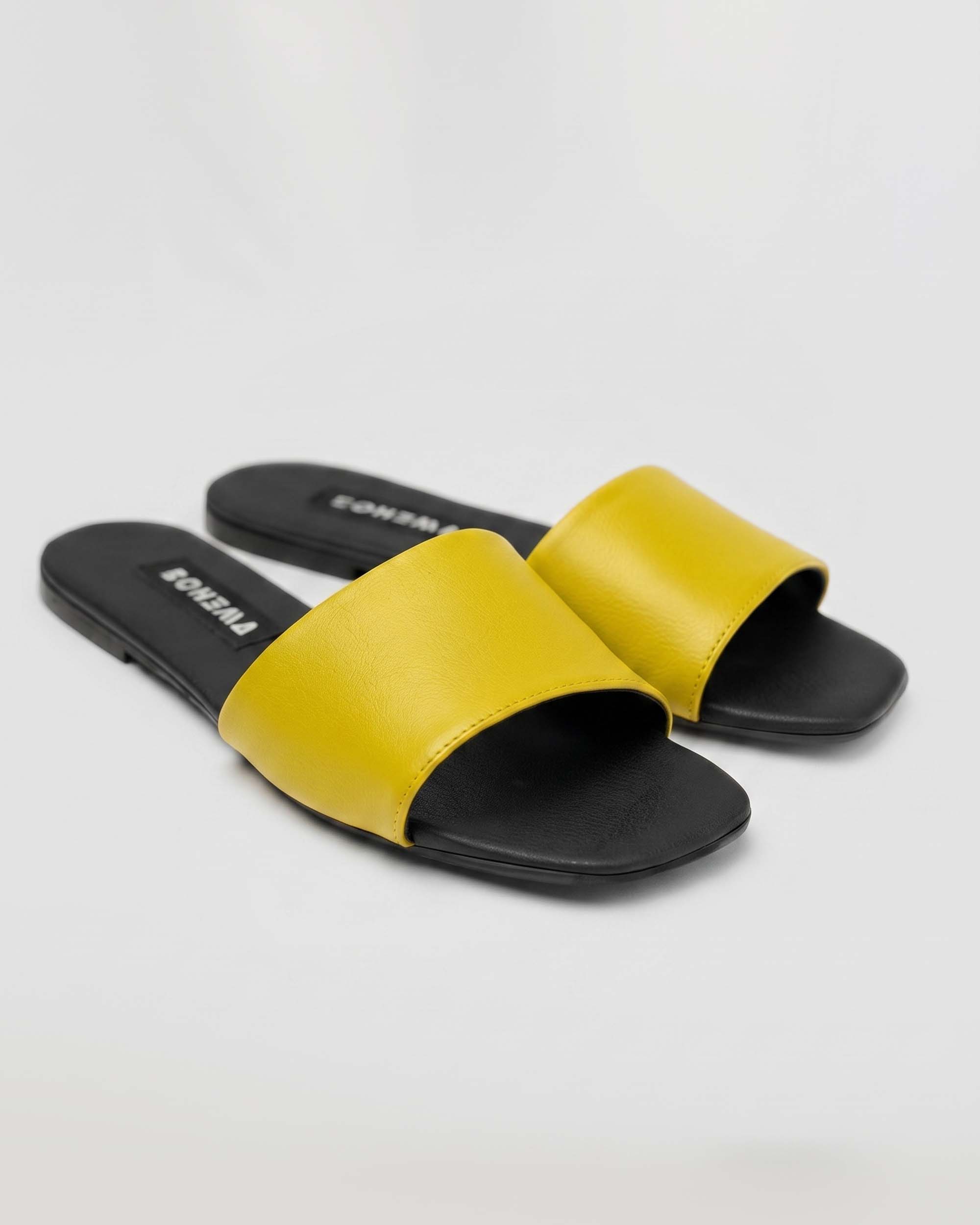 Mellow Slides Shoes Yellow, Vegan Corn Leather, Women's