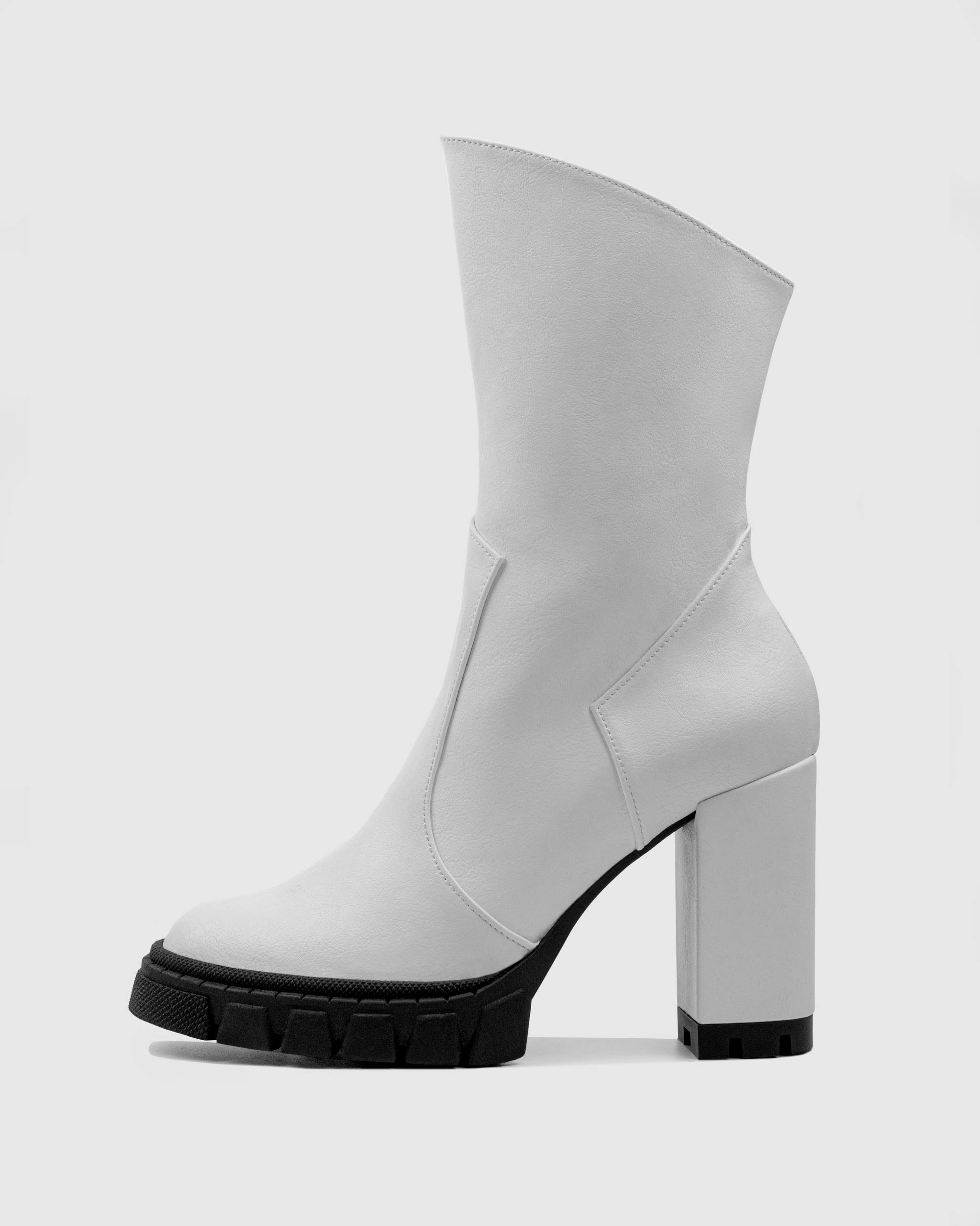 BOHEMA Ritual Boots - white women's ankle boots made from grape plant leather