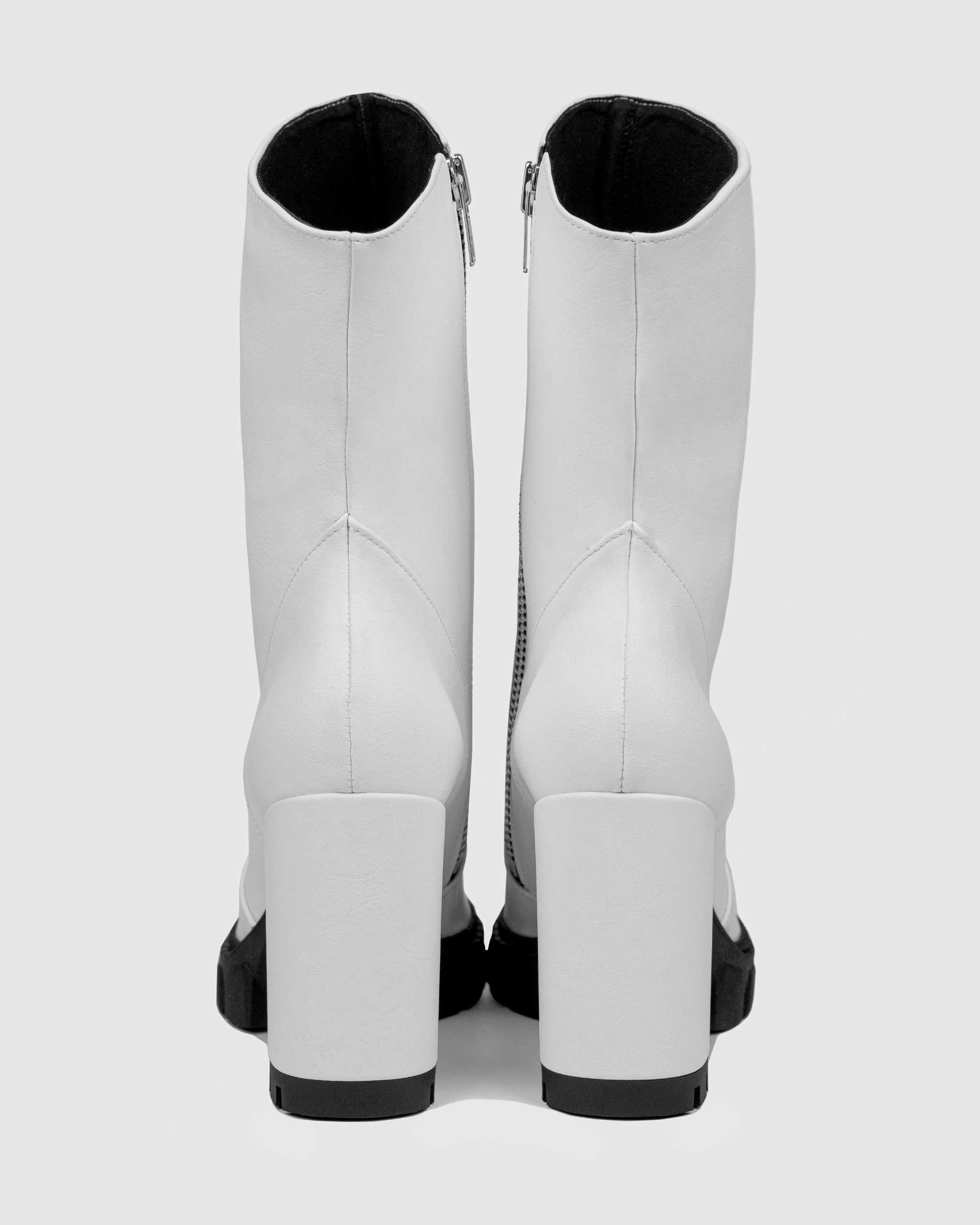 BOHEMA Ritual Boots in white - back view of women's ankle boots