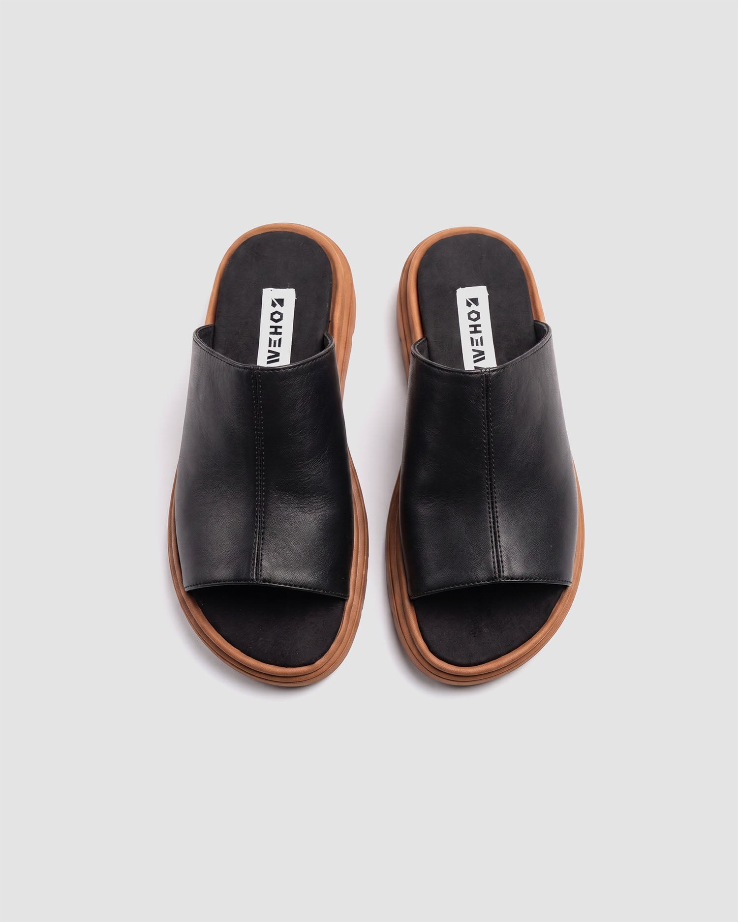 Kado Slides Black & Beige, Vegan Corn Leather, Women's