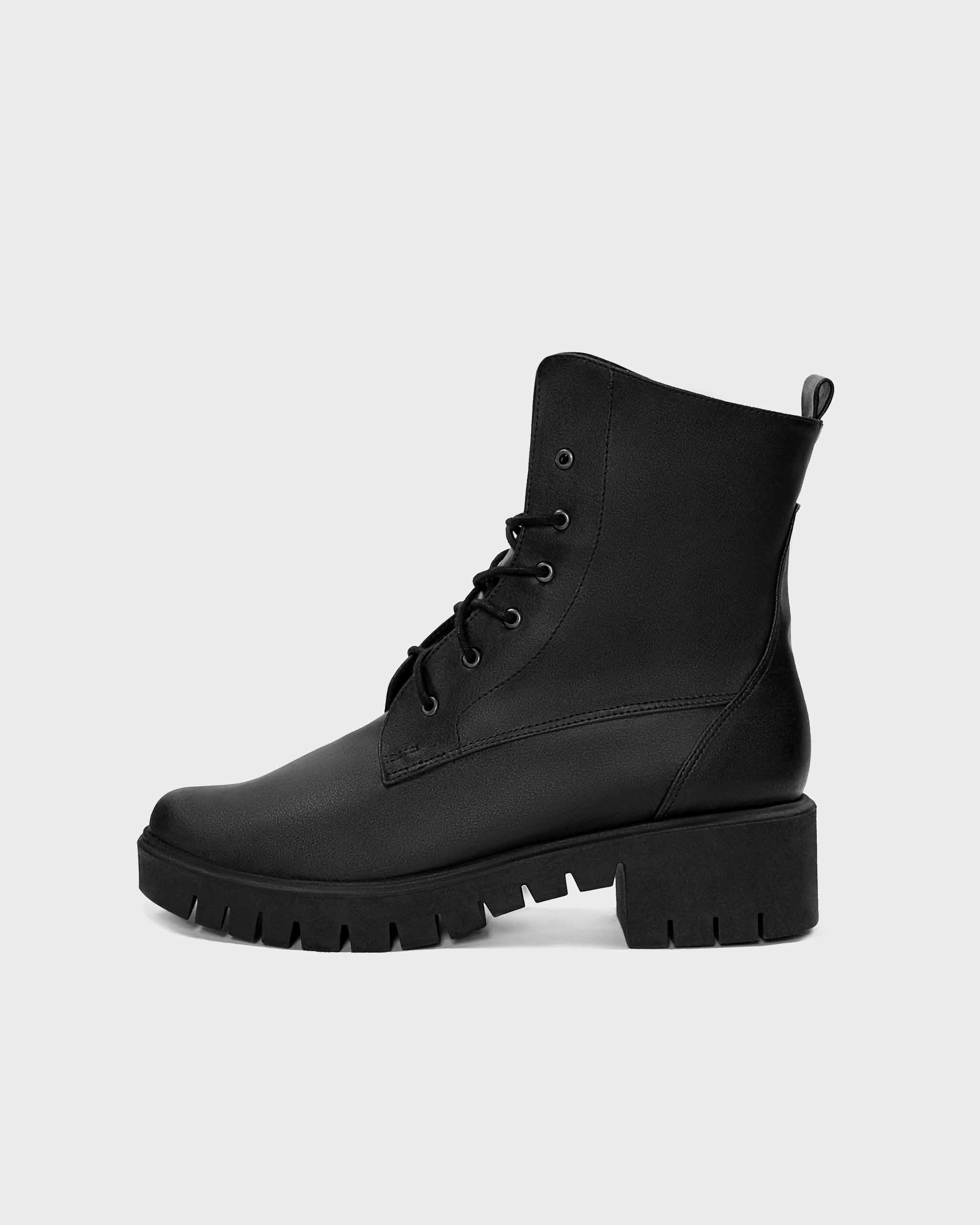 BOHEMA Workers No. 3 in black - side view of women's lace-up boots