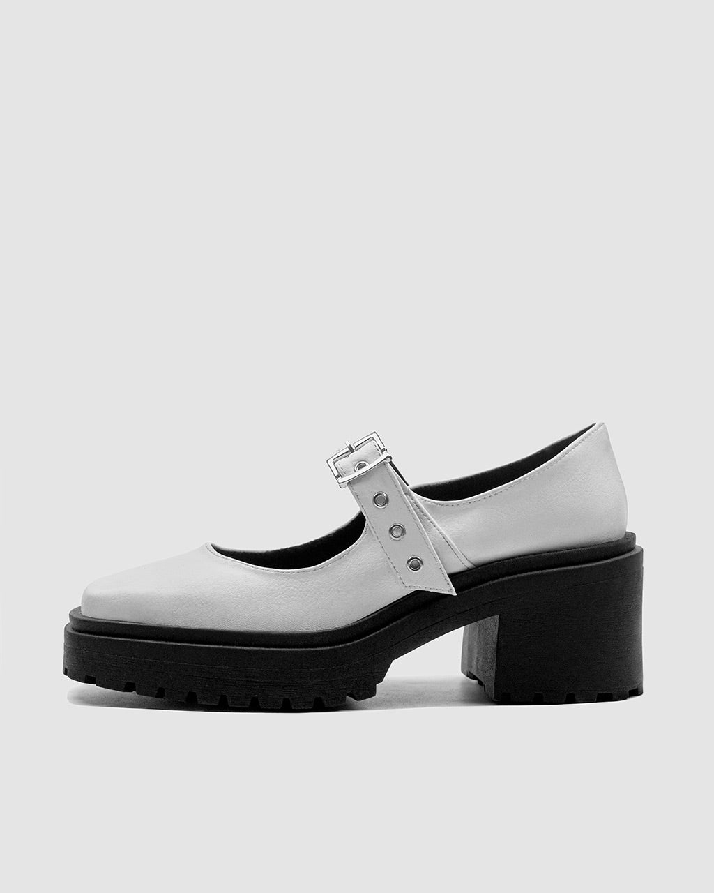 BOHEMA Squared Mary Jane Pumps - white women's Mary Jane ballet flats made from grape plant leather
