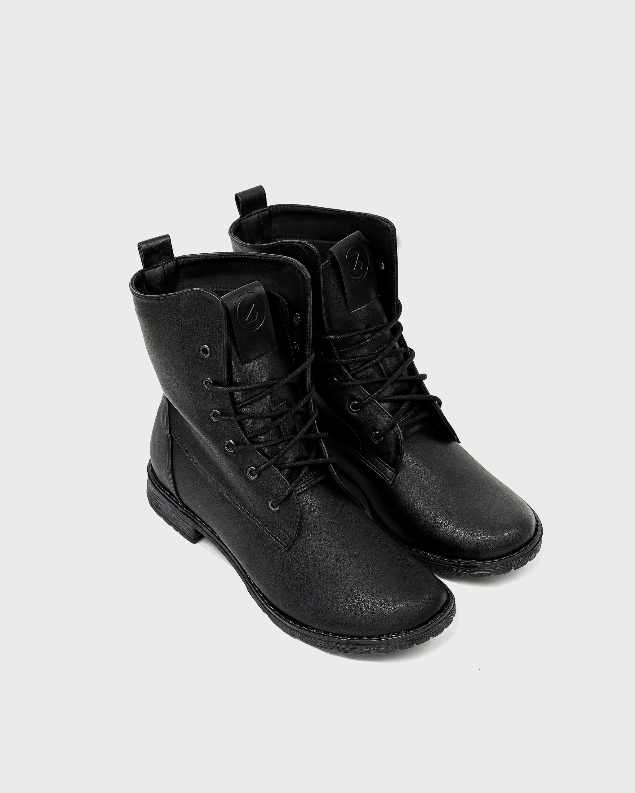 BOHEMA Workers No. 2 in black - side view of women's lace-up boots