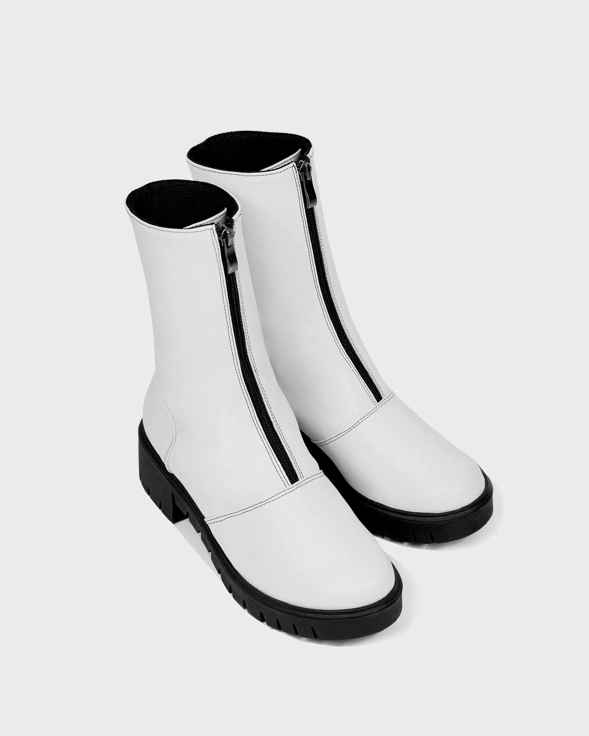 BOHEMA Cyber Boots in white - side view of women's ankle boots