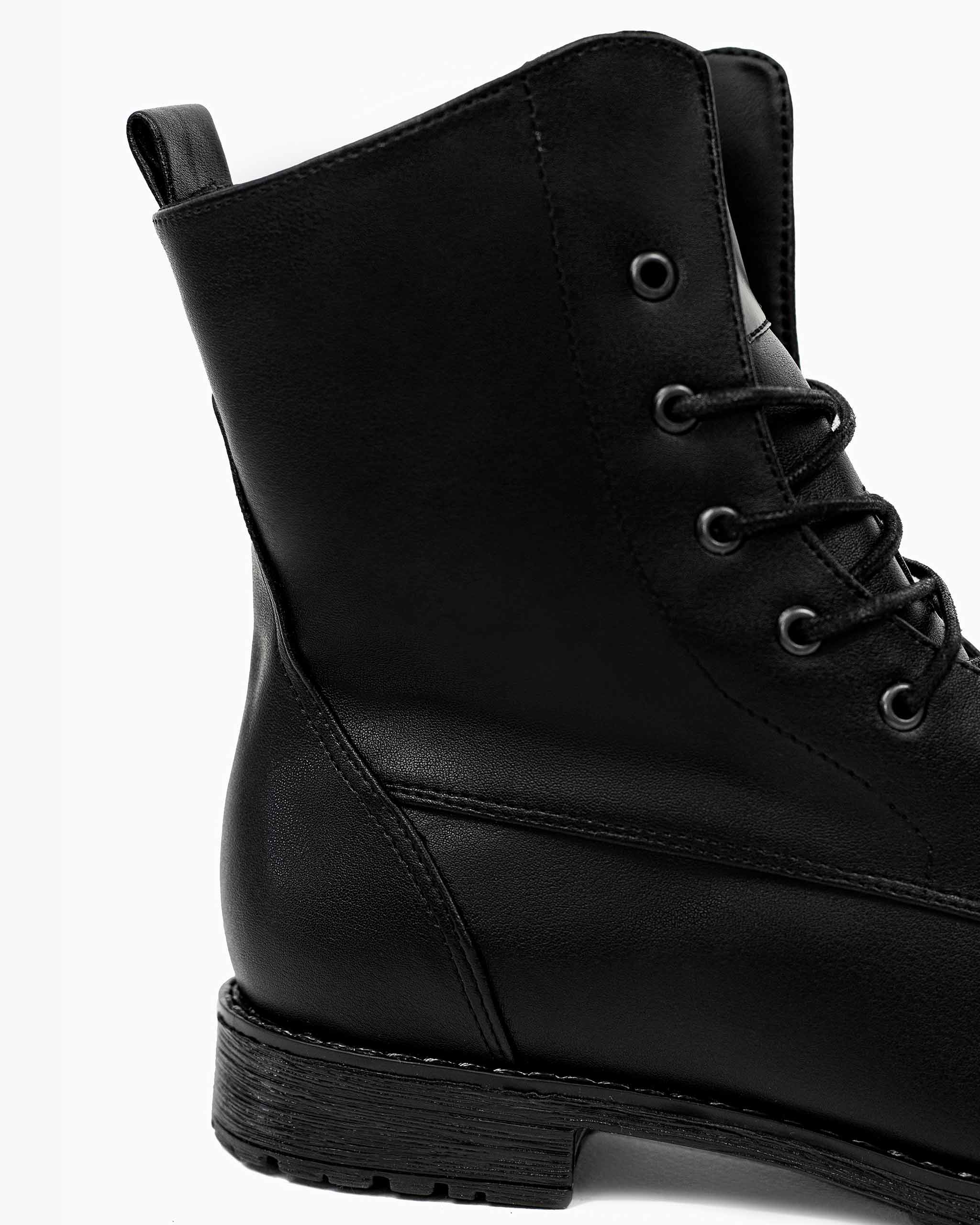 BOHEMA Workers No. 2 in black - worn on foot of women's lace-up boots