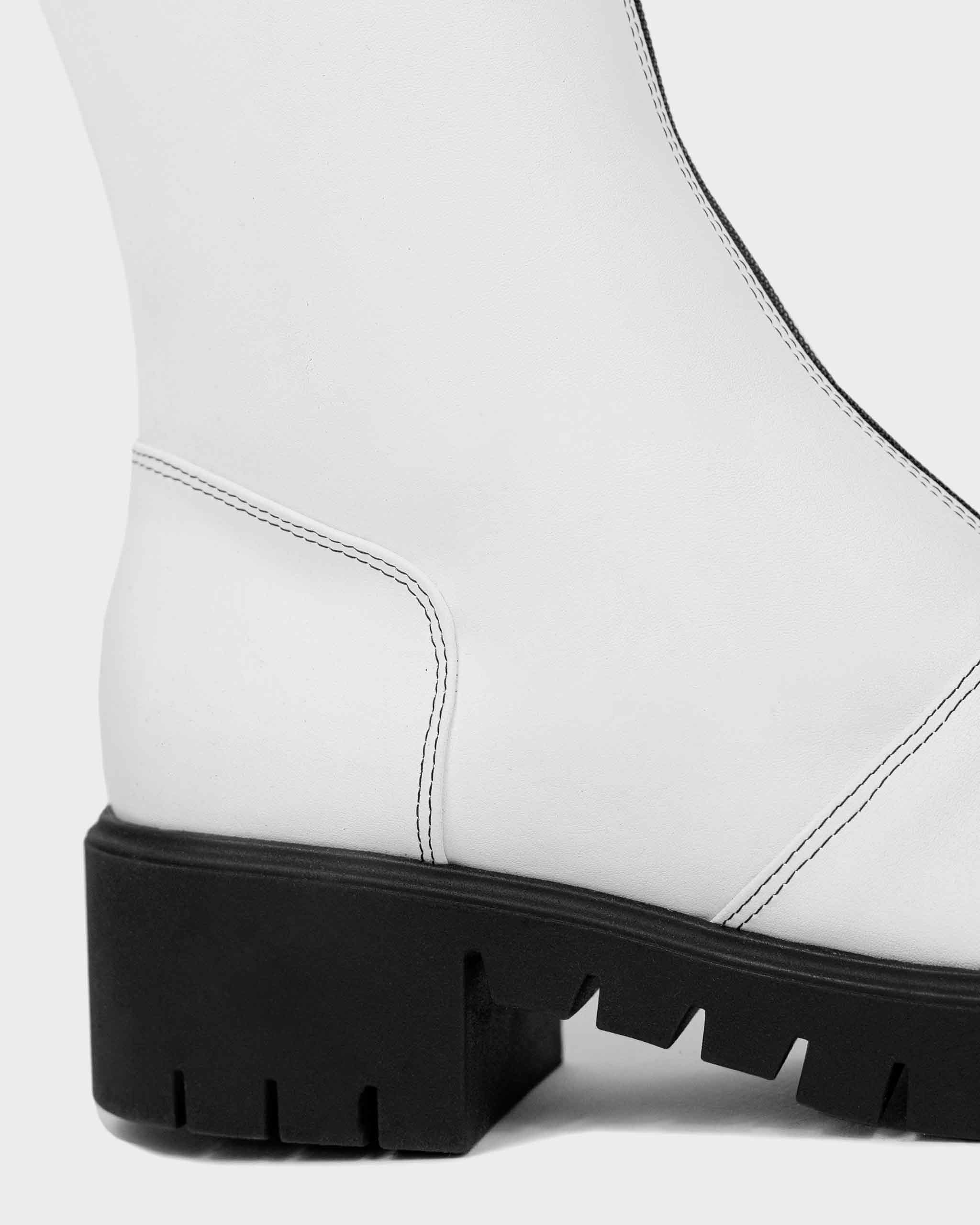 BOHEMA Cyber Boots in white - worn on foot of women's ankle boots
