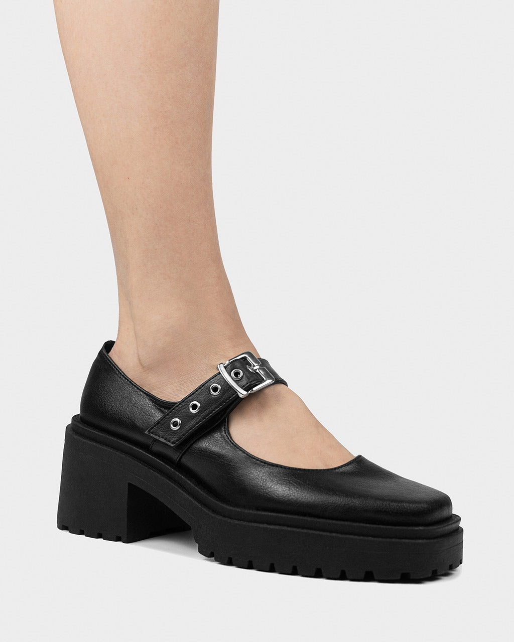 BOHEMA Squared Mary Jane Pumps in black - sole detail of women's Mary Jane ballet flats