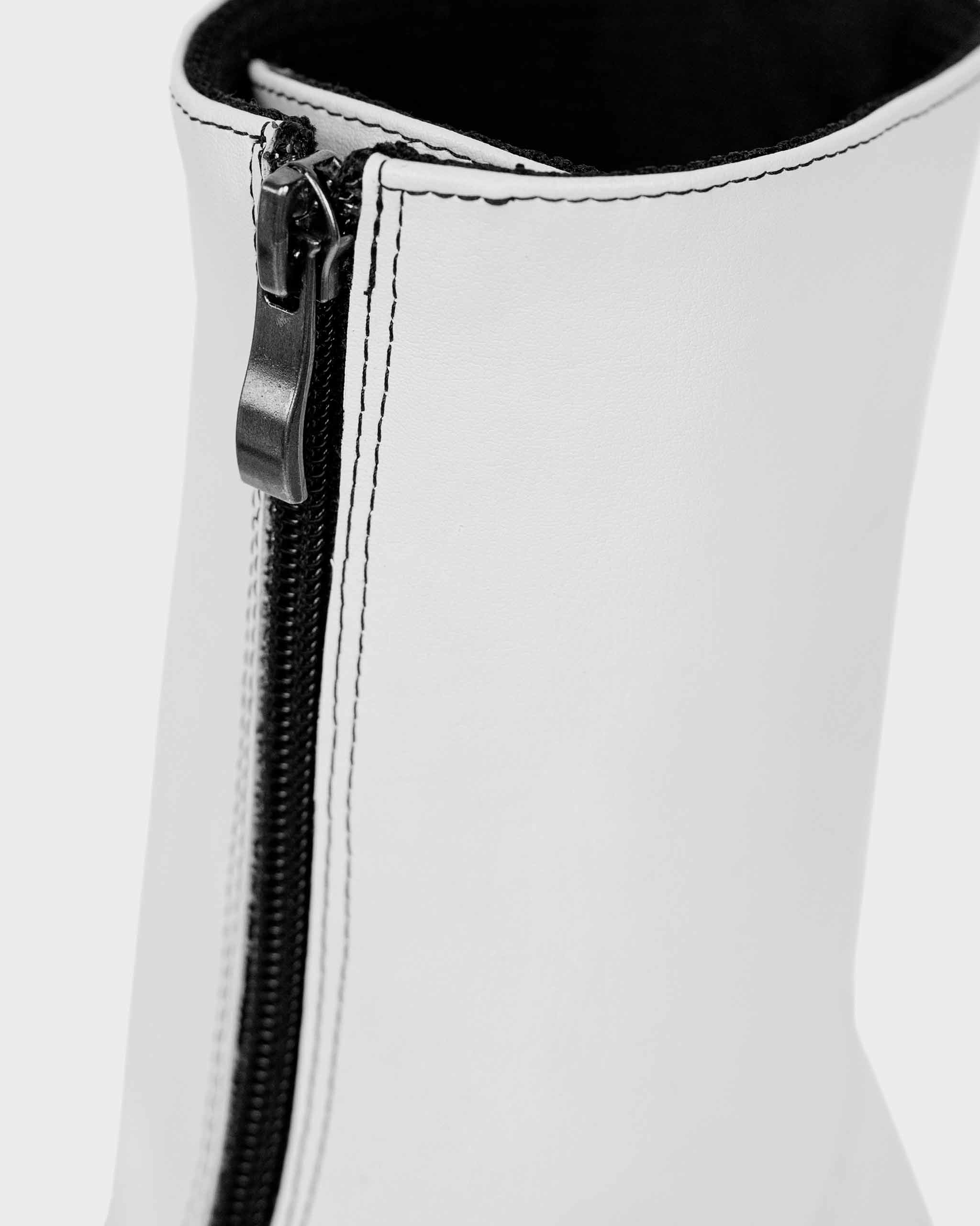 BOHEMA Cyber Boots in white - back view of women's ankle boots