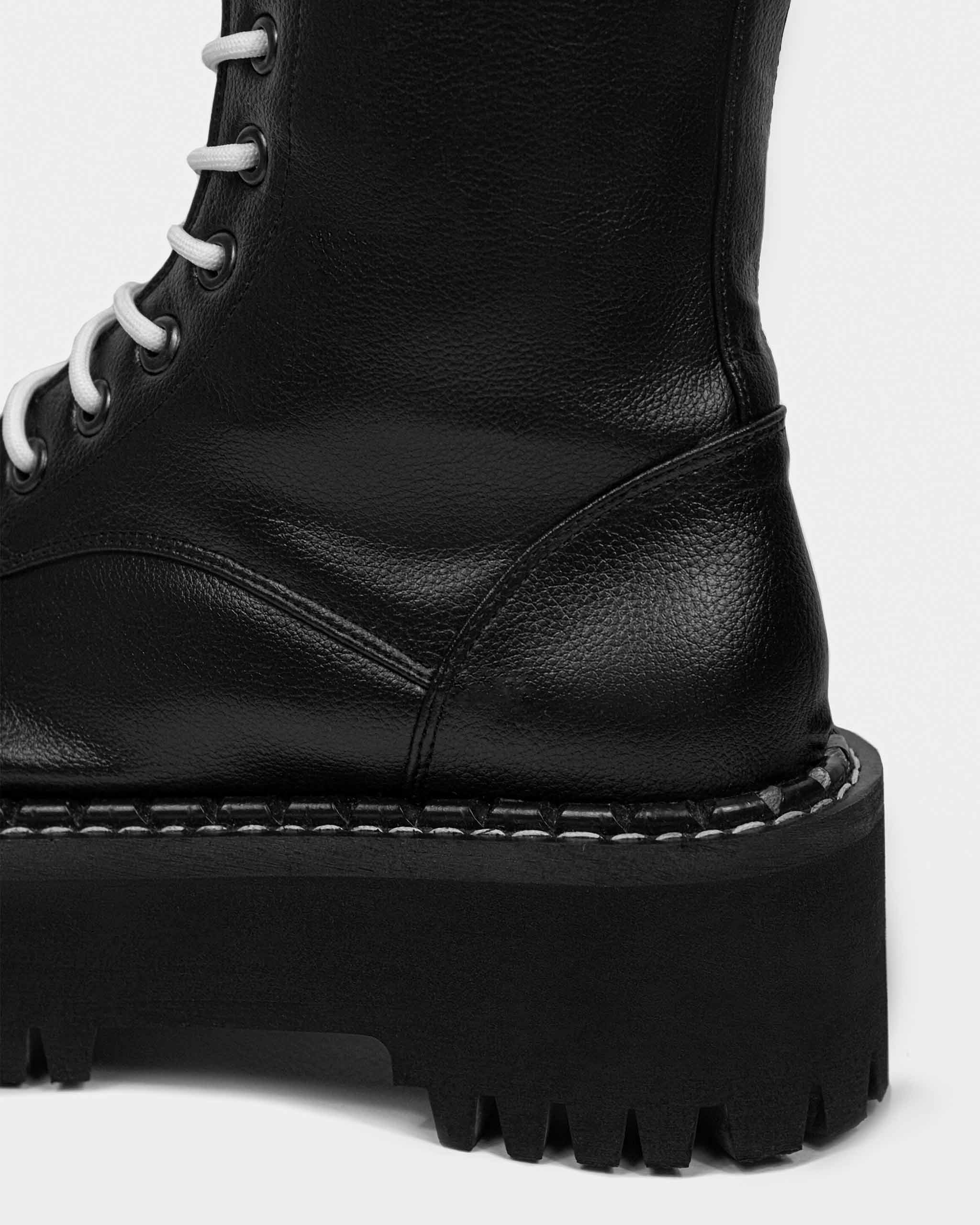BOHEMA Worker Monster in black - back view of women's lace-up boots