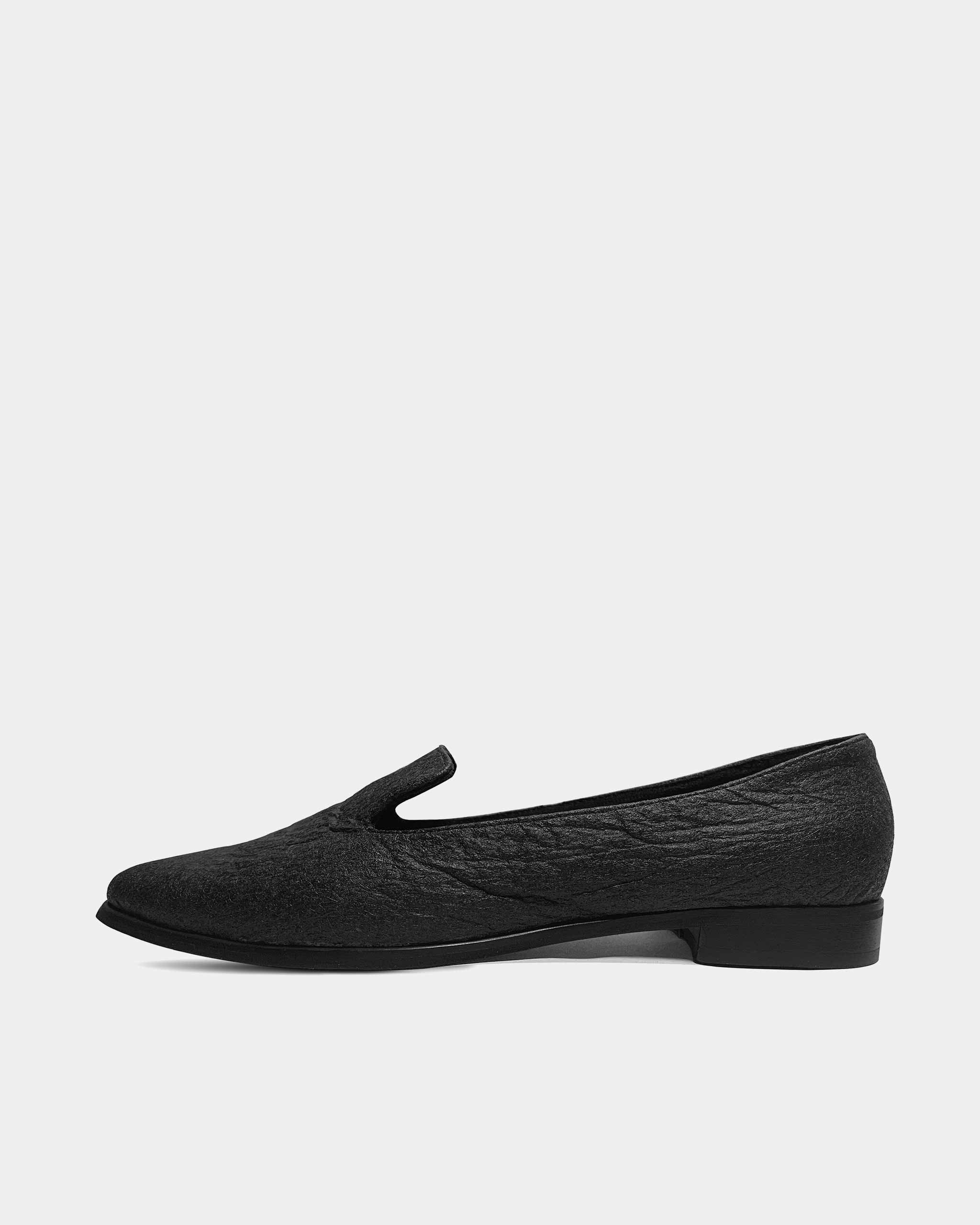 BOHEMA Lords - black women's loafers made from pineapple plant leather