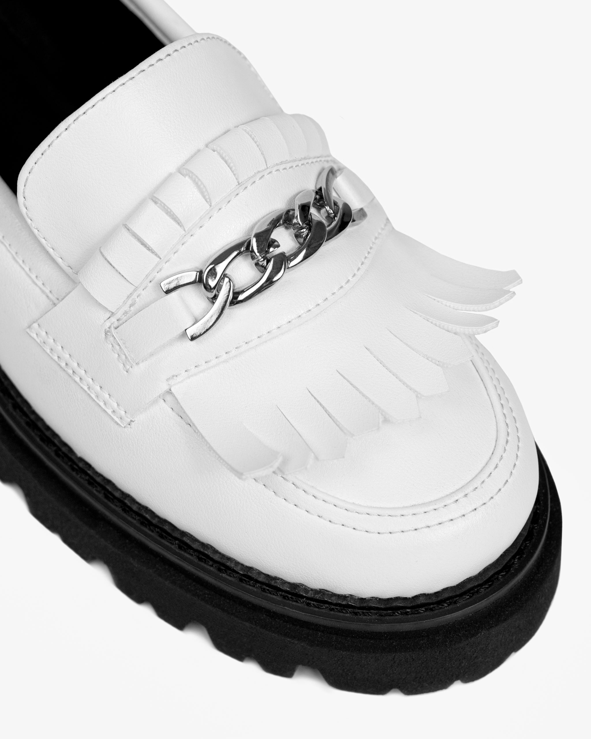 BOHEMA Chunky Loafers in white - worn on foot of women's loafers