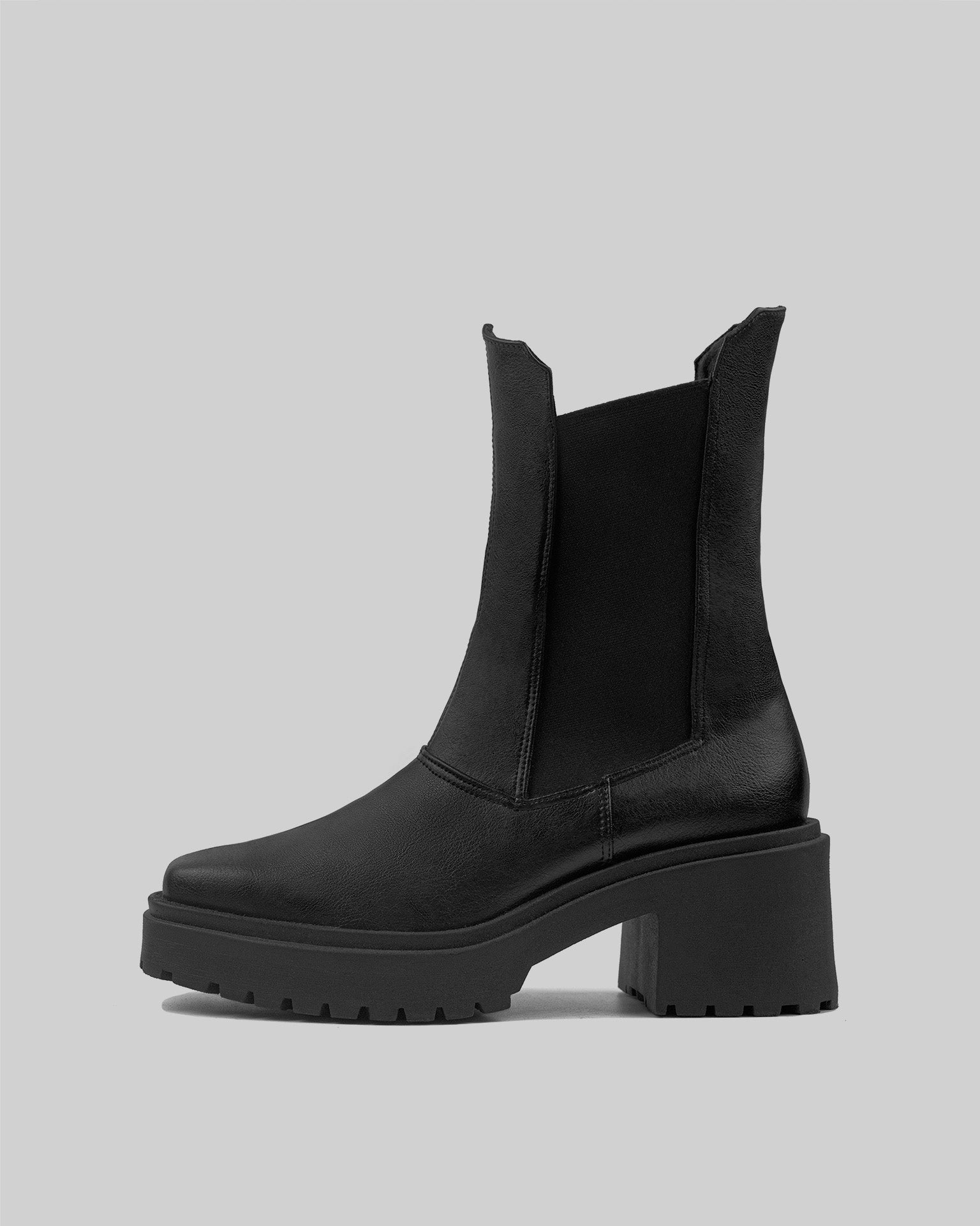 BOHEMA Squared Chelsea Boots - black women's chelsea boots made from plant leather